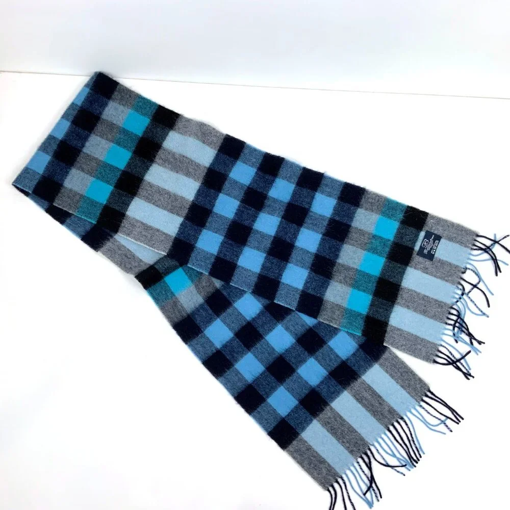 Ballantrae Edinburgh 100% Lambswool Recttungular Scarf Blue and Black